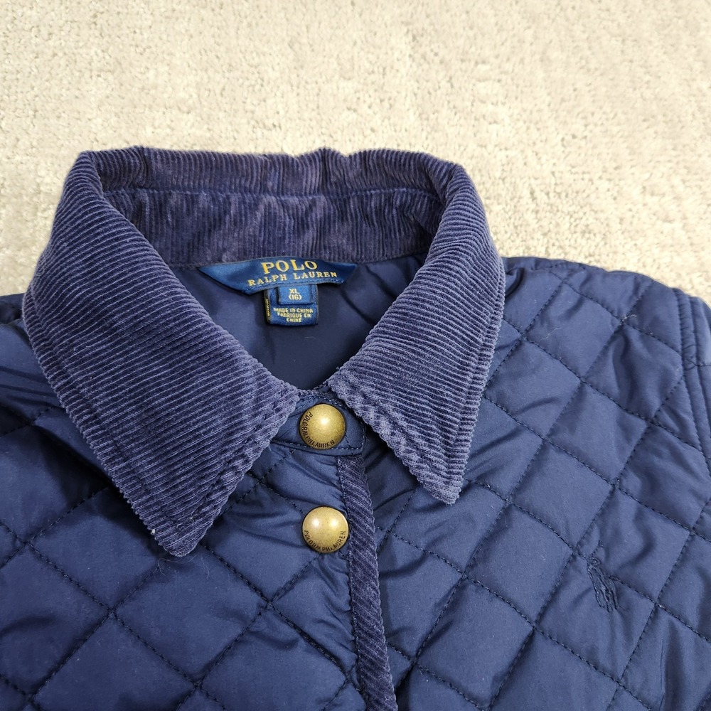 Polo Ralph Lauren Jacket Youth XL 16 Quilted Chore Coat Puffer Corduroy Collar - Picture 4 of 9
